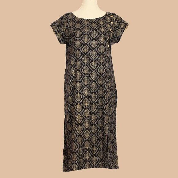 Black Printed Kurta | Indian Kurtas for Women | Muvvas Boutique - Picture 2 of 5